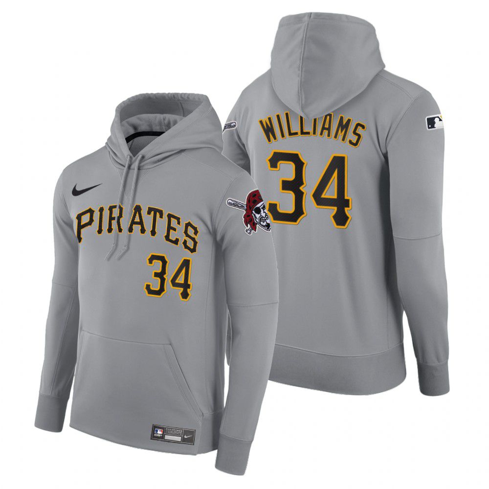Men Pittsburgh Pirates 34 Williams gray road hoodie 2021 MLB Nike Jerseys